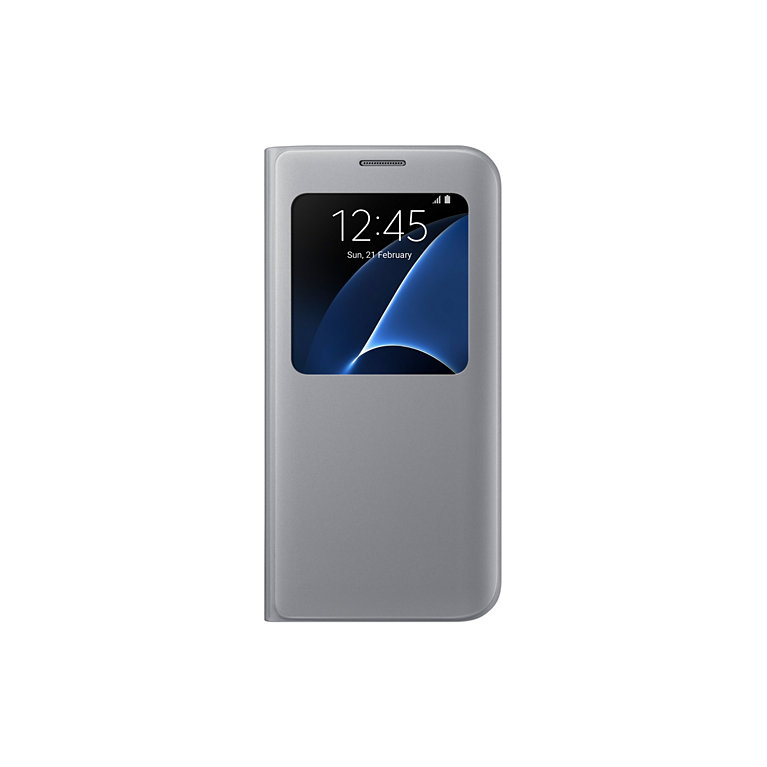 Puzdro Flip Cover S-view pre Samsung Galaxy S7 edge G935 Silver