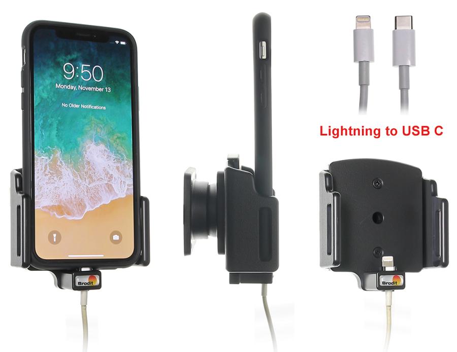 Nastaviteľný držiak pre Apple iPhone X/Xs/XR/11 pre kábel/ USB-C p