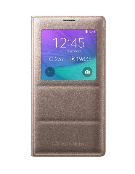 Puzdro Flip Cover S-view pre Samsung Galaxy Note 4 gold