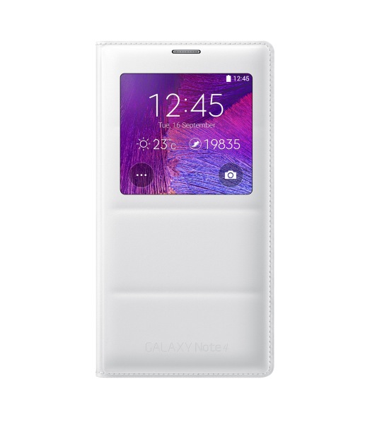 Puzdro Flip Cover S-view pre Samsung Galaxy Note 4 white