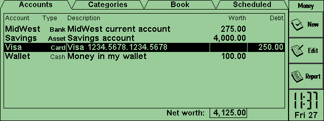 Money - přehled stavu účtů