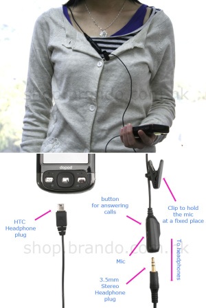 HTC Stereo Converter - miniUSB/ 3,5 stereo Jack + mic.