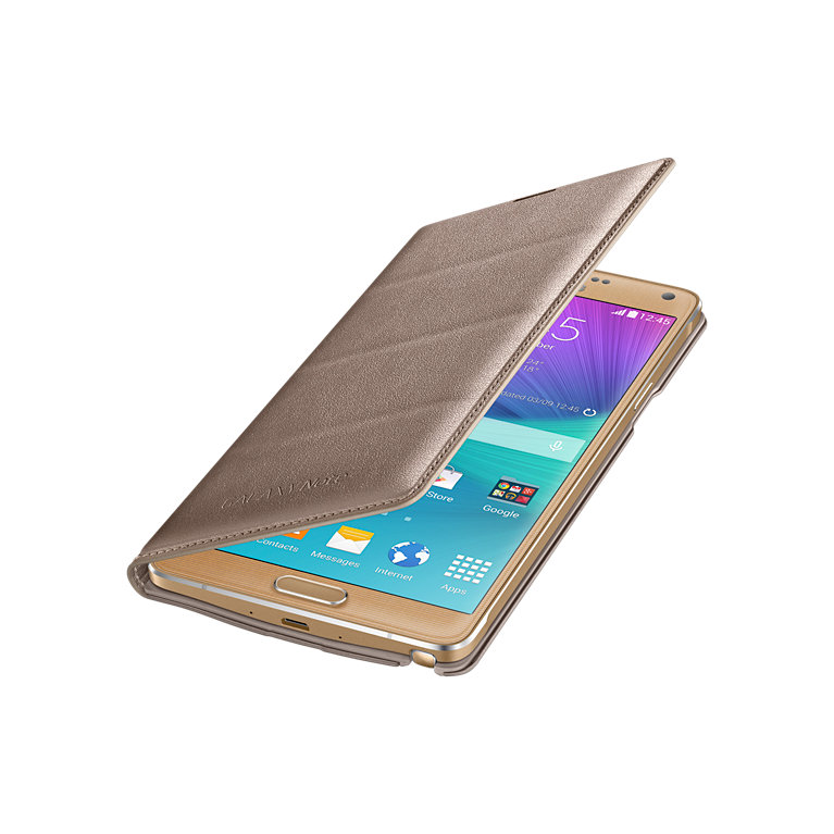 Puzdro Flip Cover pre Samsung Galaxy Note 4 gold