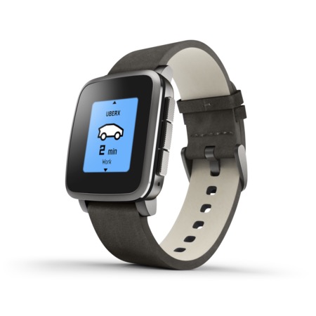 Pebble Time Steel SmartWatch + Leather Band