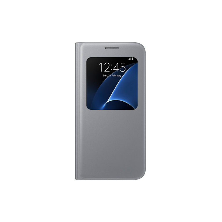 Puzdro Flip Cover S-view pre Samsung Galaxy S7 G930 Silver