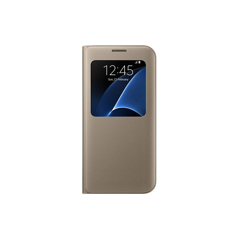Puzdro Flip Cover S-view pre Samsung Galaxy S7 edge G935 Gold