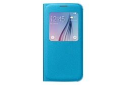 Puzdro Fabric Flip Cover S-view pre Samsung Galaxy S6 Blue