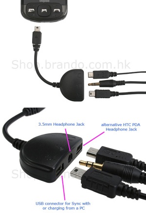 HTC 3-in-1 USB Adapter - 2x miniUSB + 3,5 stereo Jack